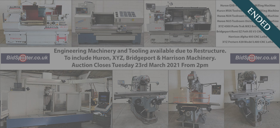 Engineering Machinery and Tooling available due to restructure. To include Huron, XYZ, Bridgeport & Harrison Machinery