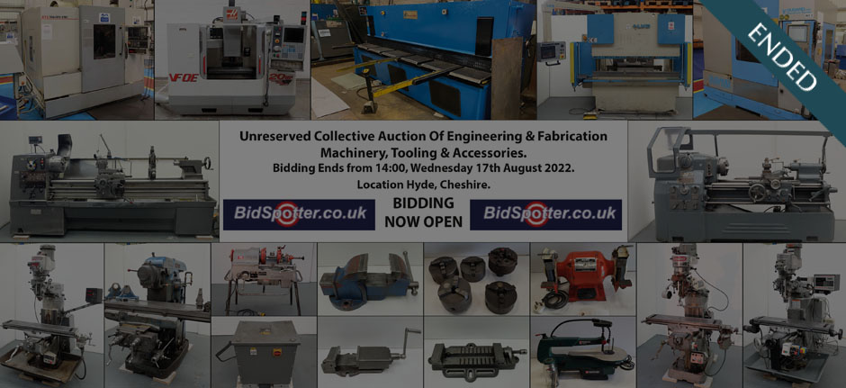 Unreserved Collective Auction Of Engineering & Fabrication Machinery, Tooling & Accessories.